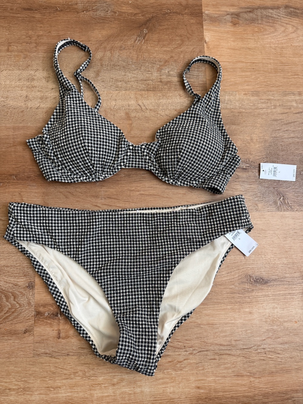 GAP Black and White Gingham Bikini Set